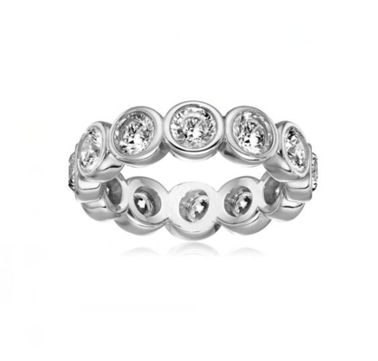 คลาสสิค Ins 18K ทอง Plated เบซล ติดตั้ง CZ เอมตะวงแหวน 925 สเตอร์ลิงเงิน