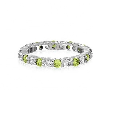 925 เหรียญเงิน Eternity Band แหวนทองแดงและหินเกิด