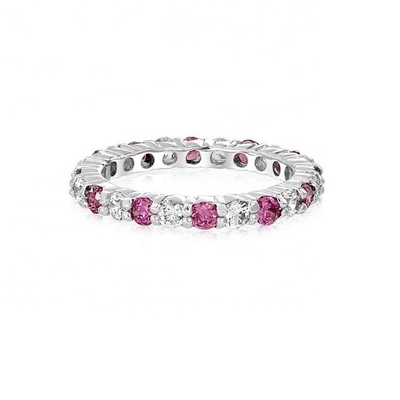 925 เหรียญเงิน Eternity Band แหวนทองแดงและหินเกิด