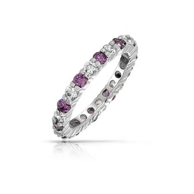 925 เหรียญเงิน Eternity Band แหวนทองแดงและหินเกิด