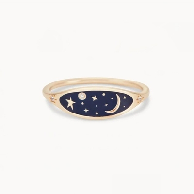 ทําด้วยมือ 18K ทองคํา ชุบ กลางคืน สีฟ้า กลม 925 สเตอร์ลิ่งเงินกลม Brilliant CZ สต็อปแหวนสําหรับสาว