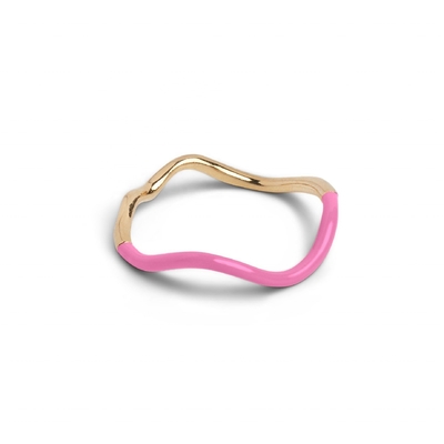 แหวนเงินสเตอร์ลิง 925 เคลือบอีนาเมลสีชมพู 18k สำหรับผู้หญิงและเด็กผู้หญิง