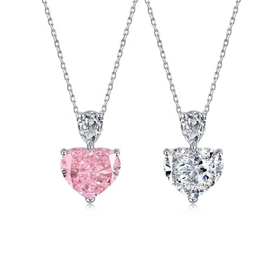 S925 สร้อยคอเงินสเตอร์ลิ่ง สําหรับผู้หญิง หัวใจสีชมพู ดรัปสีขาว Pear CZ Pendant คอรเบนโซ่