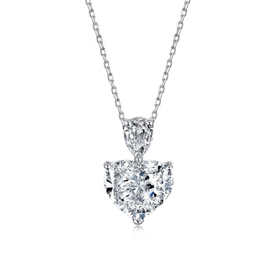 S925 สร้อยคอเงินสเตอร์ลิ่ง สําหรับผู้หญิง หัวใจสีชมพู ดรัปสีขาว Pear CZ Pendant คอรเบนโซ่