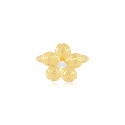 ดอกไม้ตลอดกาล 18K ทองคํา Plated Oval CZ แหวนผู้หญิงใน 925 เหรียญสตอร์ลิงเงิน