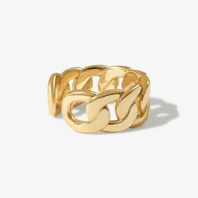 แหวนเปิดโซ่หนาทองคำเหลือง 14K เครื่องประดับเงิน S925