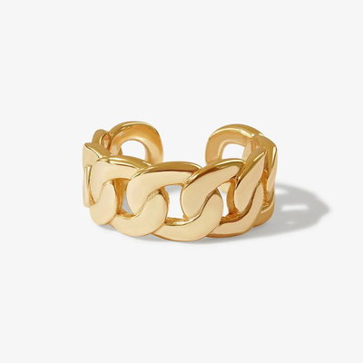 แหวนเปิดโซ่หนาทองคำเหลือง 14K เครื่องประดับเงิน S925