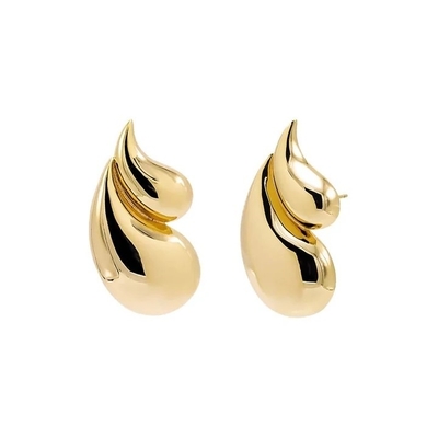 2024 Double Teardrop Fashion 18K หูหูทองคําและต้อนรับโลโก้ที่กําหนดเอง
