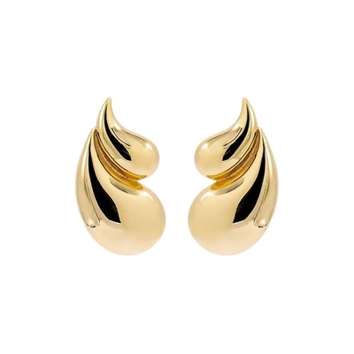 2024 Double Teardrop Fashion 18K หูหูทองคําและต้อนรับโลโก้ที่กําหนดเอง