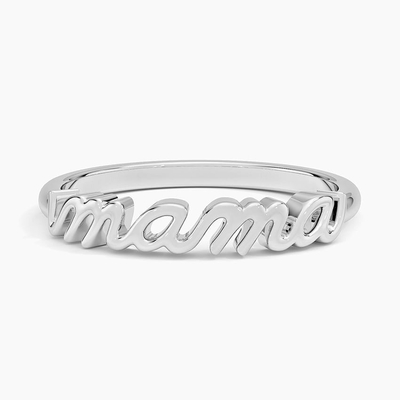 สตาร์ลิงเงิน 925 สตาร์ลิงเงิน 14K ทองคํา สีขาว MAMA แหวนผู้หญิงในการออกแบบอย่างน้อย