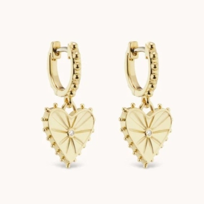 14K ทองคํา Plated Dangle Drop หัวใจ Huggies หูหูสําหรับผู้หญิงเป็น 925 สเตอร์ลิงเงิน
