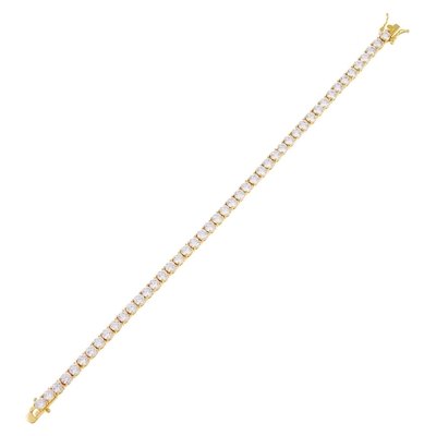สินค้าร้อน 925 สเตอร์ลิง เงิน Plating ทอง 3 มิลลิเมตร Cubic Zirconia แบรนเซอร์เทนนิสสําหรับผู้หญิง