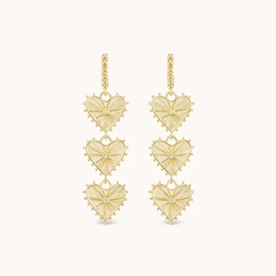 ทําด้วยมือ 14K ทองคํา Plated Dangle Multi Huggies หัวใจ Charm หูข้อมือ