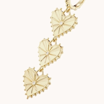 ทําด้วยมือ 14K ทองคํา Plated Dangle Multi Huggies หัวใจ Charm หูข้อมือ