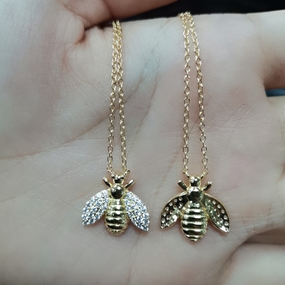 แฟชั่น 18K ทองคําประดับผึ้ง Pendant Necklace ทําด้วยมือโดย 925 สตอร์ลิงเงินเครื่องประดับ