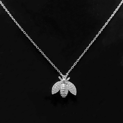 แฟชั่น 18K ทองคําประดับผึ้ง Pendant Necklace ทําด้วยมือโดย 925 สตอร์ลิงเงินเครื่องประดับ