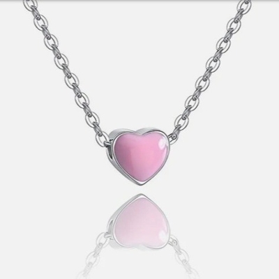 หัวใจสีชมพูขนาดเล็ก โรเดียมเคลือบ วันวาเลนไทน์ หญิง 925 สตอร์ลิงเงิน Pendant