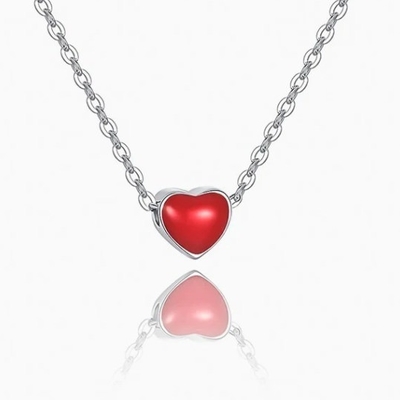 หัวใจสีชมพูขนาดเล็ก โรเดียมเคลือบ วันวาเลนไทน์ หญิง 925 สตอร์ลิงเงิน Pendant