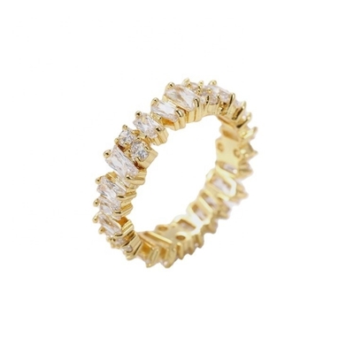 เหรียญประดับเพชรสีเงินสําหรับผู้หญิง สีขาวเพชร Zircon แหวนนิรันดร์