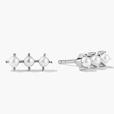18K ทองคํา Plating Pearl Stud หูข้อมือ สตอร์ลิ่งเงินกับโลโก้ที่กําหนดเอง