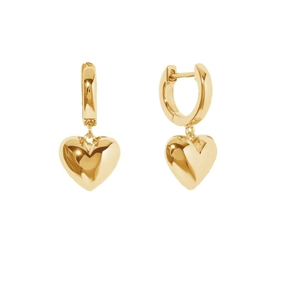 Luxury Heart Dangle Gold Plated Hoop Earrings Brass Jewelry Women Custom Body Jewelry