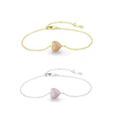 925 สตอร์ลิง เหรียญเงิน สร้อยข้อมือ หัวใจด้วยซิรคอน สําหรับผู้หญิง