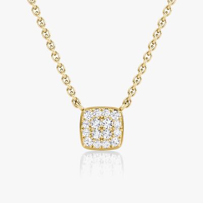 สร้อยคอพร้อมจี้เพชร Cubic Zirconia ทรงสี่เหลี่ยม ชุบทอง 18K เงินแท้ 925