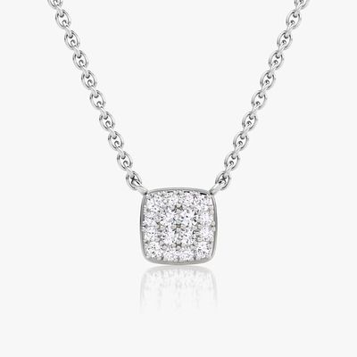 สร้อยคอพร้อมจี้เพชร Cubic Zirconia ทรงสี่เหลี่ยม ชุบทอง 18K เงินแท้ 925