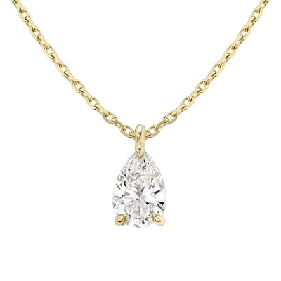 925 สตอร์ลิง เงิน Pear Cut Zircon Pendant Necklace สําหรับผู้หญิง