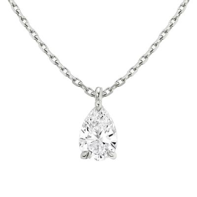 925 สตอร์ลิง เงิน Pear Cut Zircon Pendant Necklace สําหรับผู้หญิง