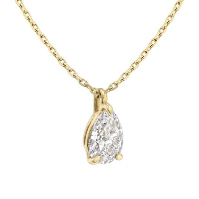 925 สตอร์ลิง เงิน Pear Cut Zircon Pendant Necklace สําหรับผู้หญิง