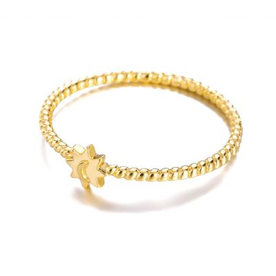 925 เงินสเตอร์ลิง จันทร์วงแหวนดวงอาทิตย์ 18K ทอง Plated พระเครื่อง Unisex