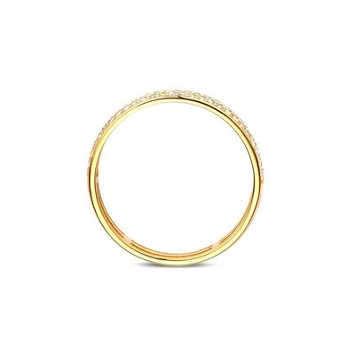 แหวนเงินสเตอร์ลิง 925 ชุบทอง 18K ประดับ CZ แบบครึ่งวง สำหรับผู้หญิง