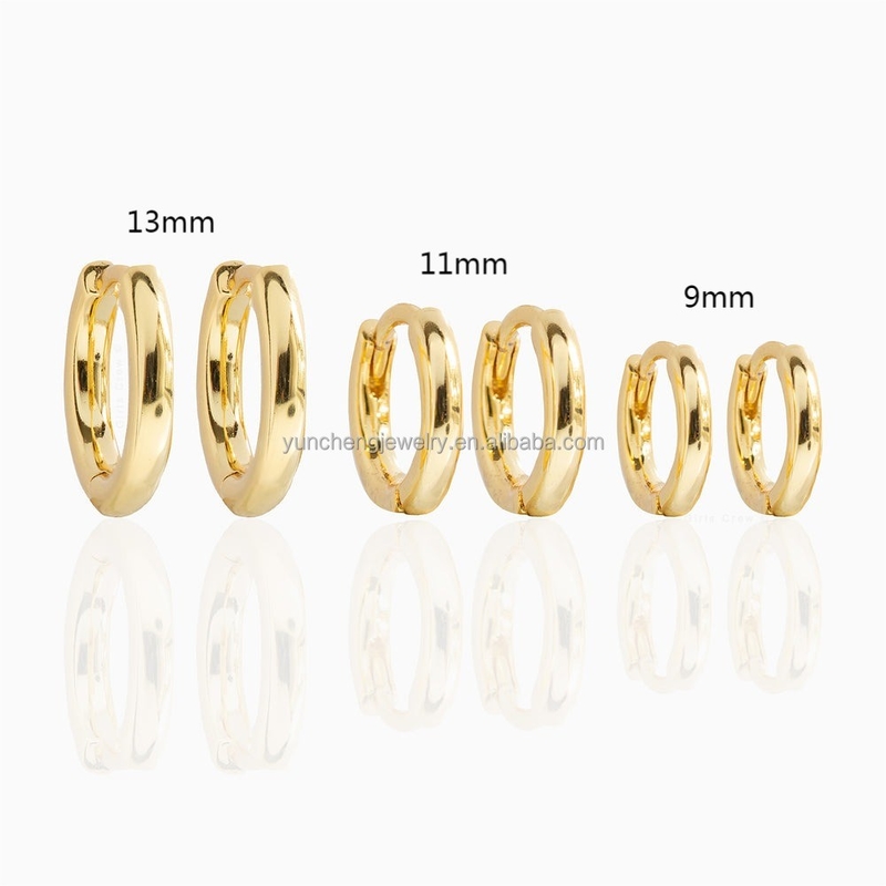 เงินประดับประดับขั้นต่ํา 18K ทอง 9MM 11MM 13MM Hoop Set สําหรับ FedEx DHL UPS TNT EMS การจัดส่ง