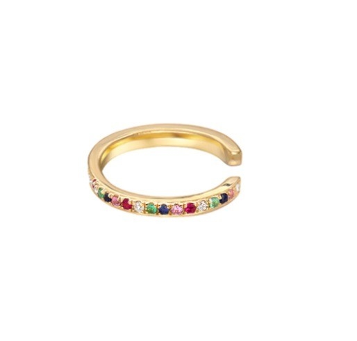 หญิงคลาสสิกสายรุ้ง Pave ติดตั้ง Cubic Zircon 925 สตอร์ลิงเงินหูแมนช์เครื่องประดับ