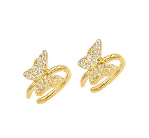 18K ทองคํา Plated กระพริกหูข้อมือกับ Micron Pave ขาว CZ ผ้าอัญมณีผู้หญิง