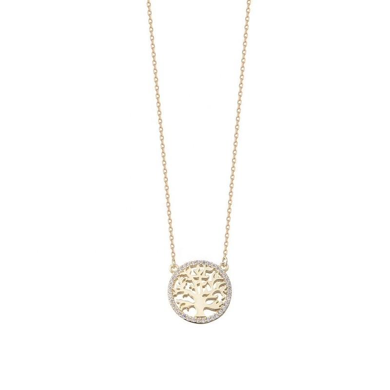 โอกาสงานปาร์ตี้ 18K ทองคํา Plated สเตอร์ลิ่งเงินต้นไม้ของชีวิต Pendant Necklace สําหรับผู้หญิง