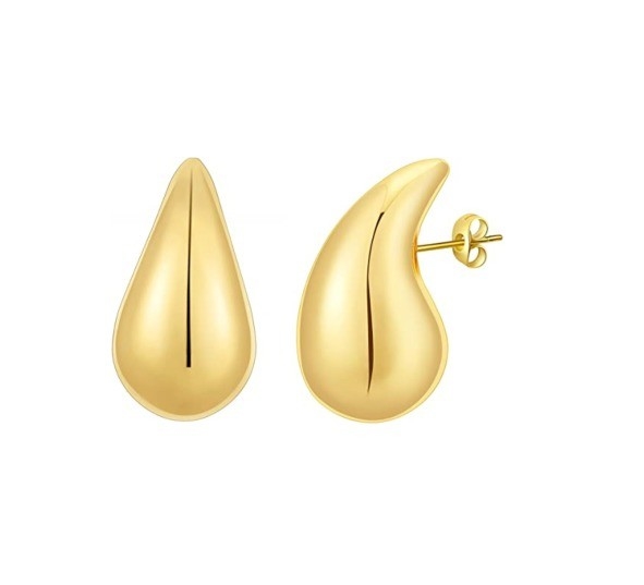โลโก้ที่กําหนดเอง 18K ทองคํา Plated Teardrop Hollow Stud หูข้อมือสําหรับเด็กผู้หญิง งานประดับ
