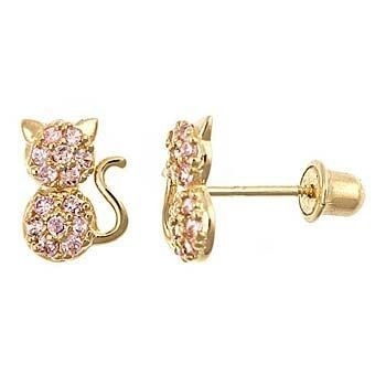 ประเภทเครื่องประดับ หูหู YCE6799 สีชมพู CZ Cat Stud หูหูสําหรับเด็กผู้หญิงเล็ก