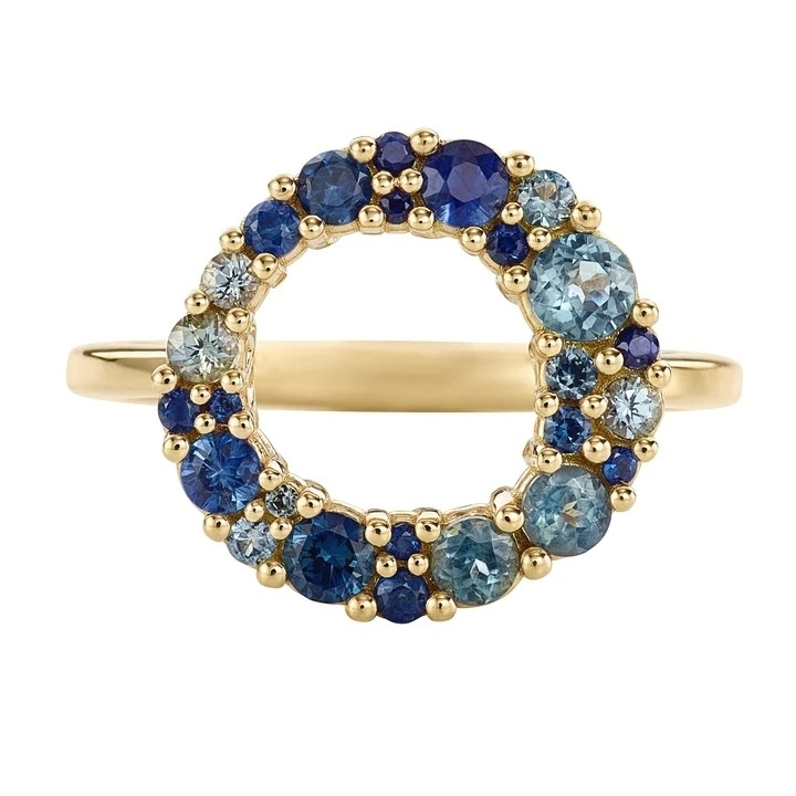 18K ทอง Bubble หลายสี Sapphire Cubic Zircon 925 สตอร์ลิงเงินวงแหวนผู้หญิง