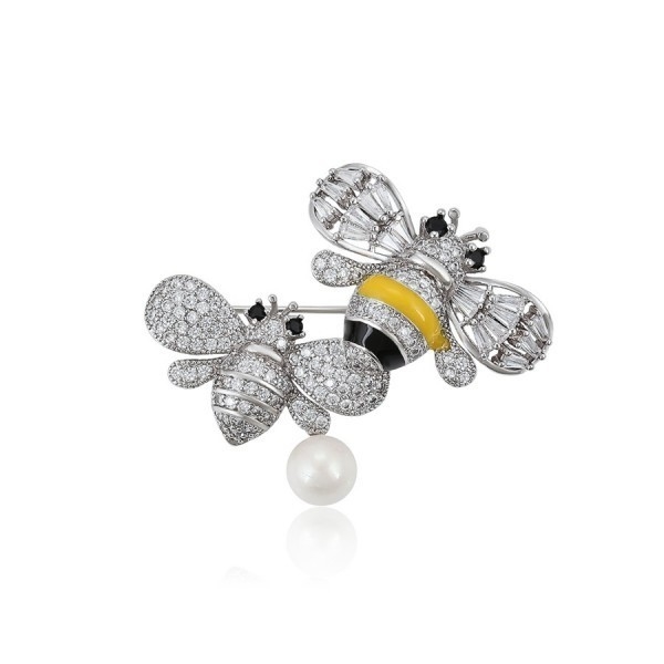 สวยงดงาม สีสัน สีเมลผึ้ง Brooch คริสตัล Rhinestone Bumble Bee Lapel Pin