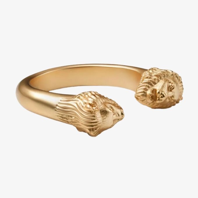 แหวนหัวสิงโตสําหรับผู้ชาย 18K ทอง ขนาด 5 - ขนาด 10 แหวนสิงโตทองแดง