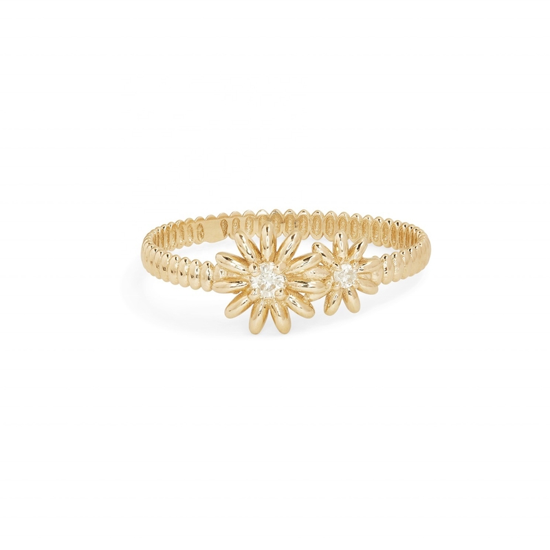 แฟชั่น ทอง 925 สเตอร์ลิง เงิน Daisy CZ แหวน