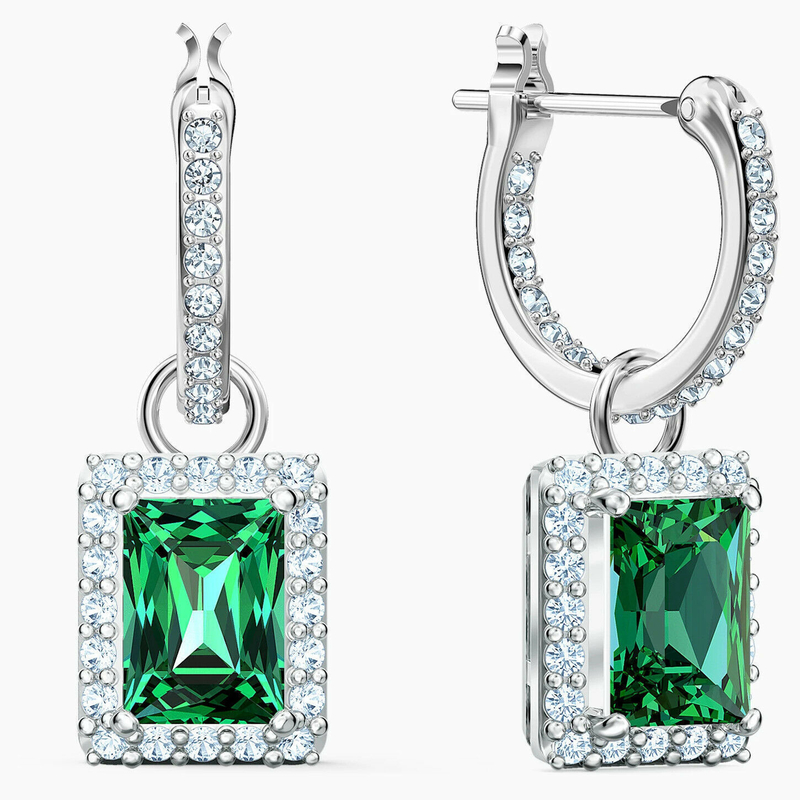 สีเขียว CZ ไดมอนด์ 925 สเตอร์ลิ่ง เงินคลาสสิค