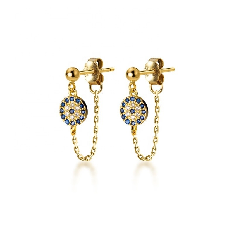 925 สเตอร์ลิง เงิน CZ ไดมอนด์ ทองคํา ชุบ Eye Stud Earrings สําหรับผู้หญิง เงิน / ทองแดง