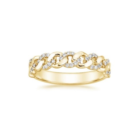 Micron Pave CZ 18K โกลด์ ชุบ Stacking Chain Link 925 สเตอร์ลิง เงินแหวนผู้หญิง
