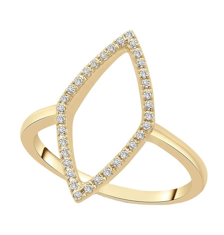 การหมั้น สีขาว CZ คําแถลง Rhombus แหวนทอง 925 สเตอร์ลิงเงินเครื่องประดับสําหรับผู้หญิง