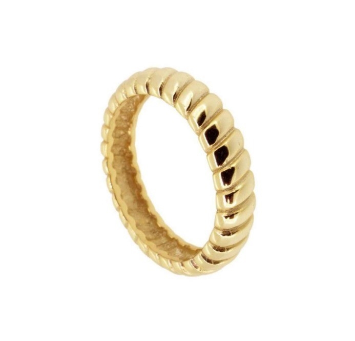 ความกว้าง 6 มม แหวนหมั้นทอง 18K ทองรอดิอุม สี Twist แหวนทอง