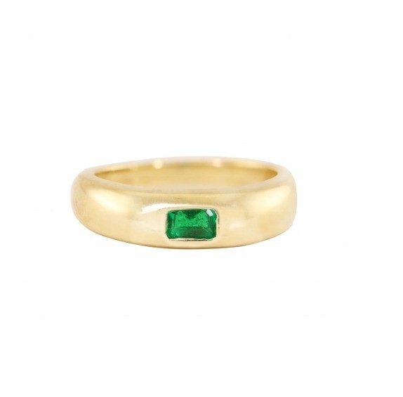 เครื่องประดับชนิดแหวน วินเทจ 18K ทองคํา Plated Emerald Baguette Dome แหวนหินแท้สําหรับผู้หญิง