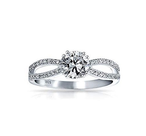 925 สเตอร์ลิง เงินแหวนไมครอน Pave สีขาวทองคํา plated สําหรับผู้หญิง